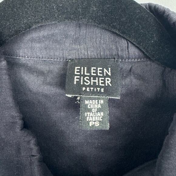 Eileen Fisher Navy Linen Blend Full Zip Shirt Jacket Size Small Petite - Picture 7 of 11